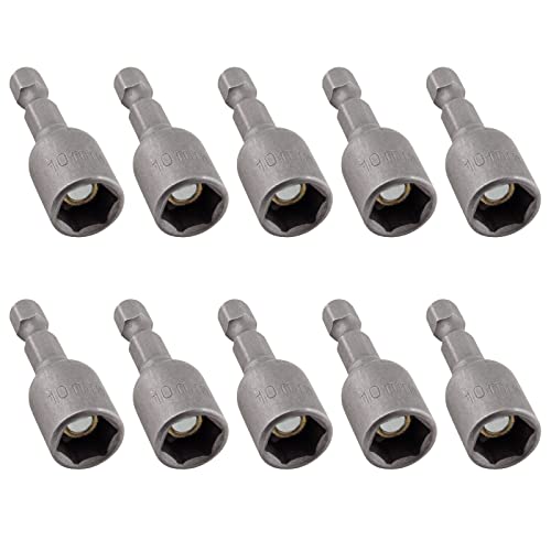 LDEXIN 10 Pcs Quick-Change Power Nut Driver Set 3/8" (10mm) Hex Shank Magnetic Power Nut Setter Driver Bits - Image 1