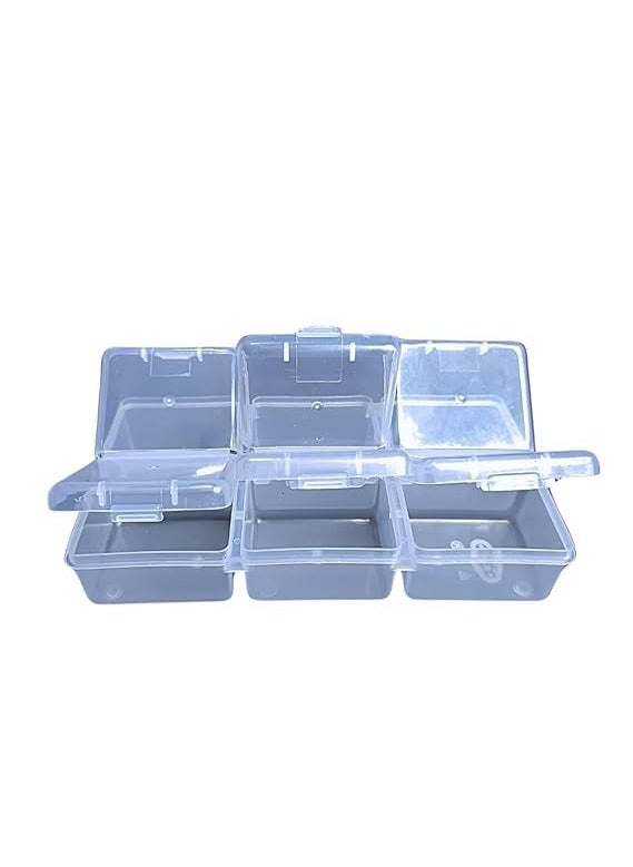 AANIJLAB Multipurpose Plastic Storage Box Pack of 1 Individual Lids From Outside Six Compartment Storage Box TransparentColour Rectangular For Multi use at home office shop etc Size 150 X 85 X 30 mm  - Image 3