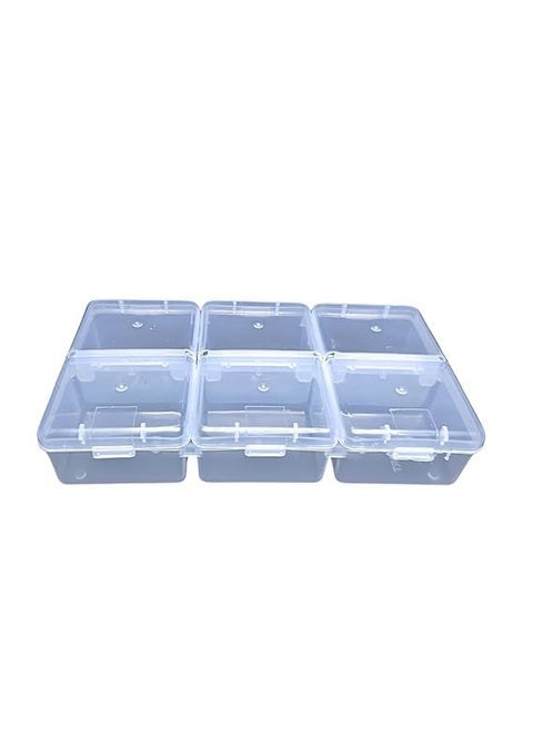 Multipurpose Plastic Storage Box Pack of 1 Individual Lids From Outside Six Compartment Storage Box TransparentColour Rectangular For Multi use at home office shop etc Size 150 X 85 X 30 mm