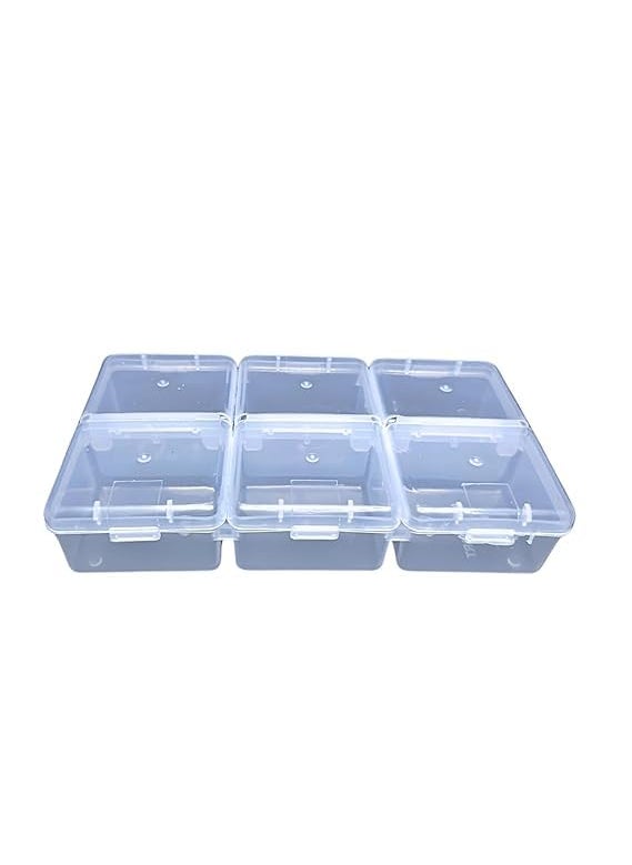 AANIJLAB Multipurpose Plastic Storage Box Pack of 1 Individual Lids From Outside Six Compartment Storage Box TransparentColour Rectangular For Multi use at home office shop etc Size 150 X 85 X 30 mm  - Image 1