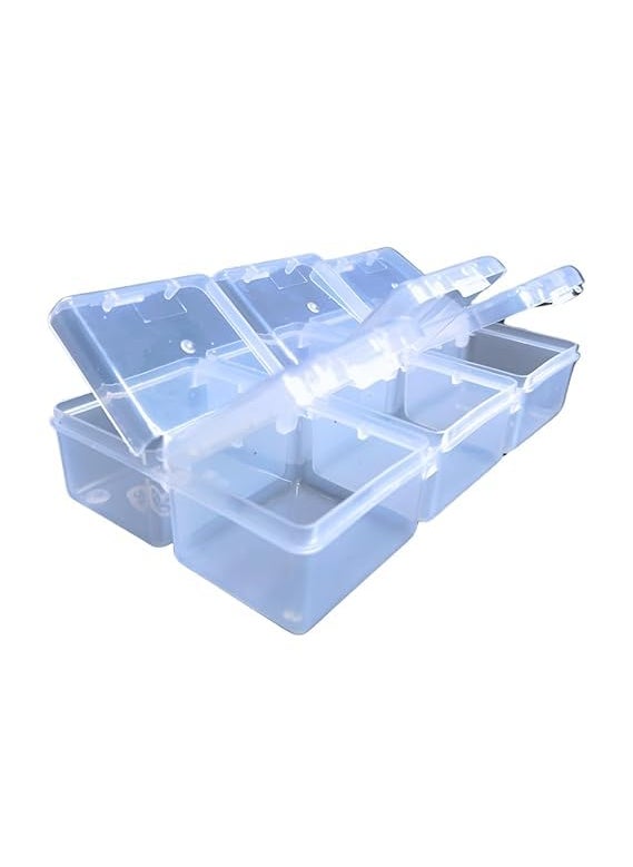 AANIJLAB Multipurpose Plastic Storage Box Pack of 1 Individual Lids From Outside Six Compartment Storage Box TransparentColour Rectangular For Multi use at home office shop etc Size 150 X 85 X 30 mm  - Image 5
