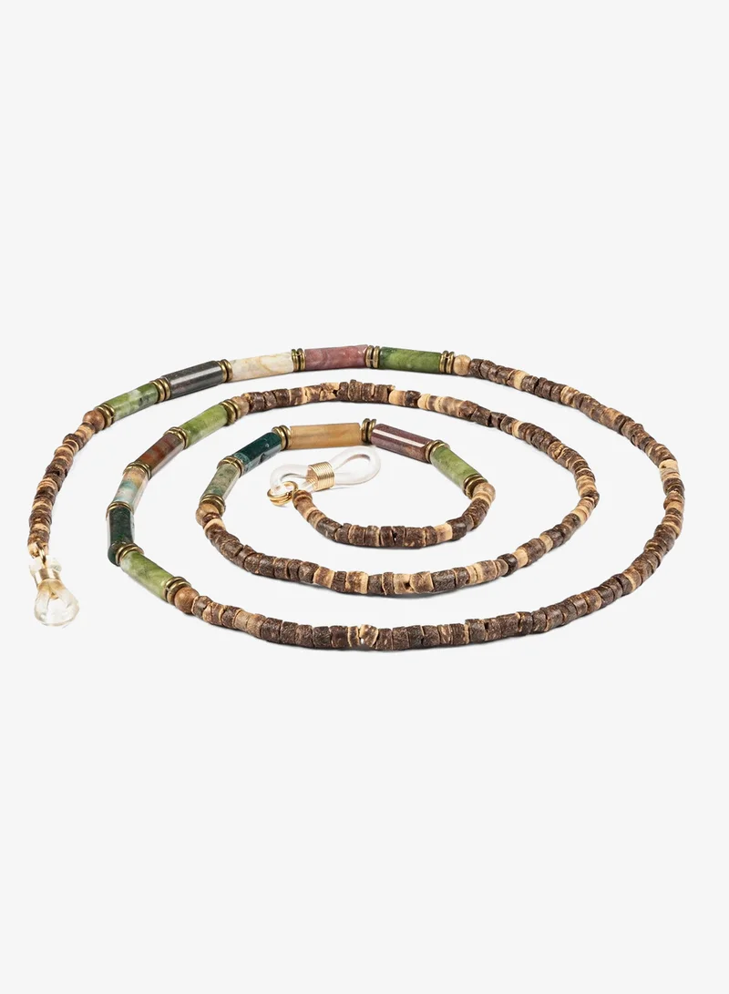 Minza  Minza “Silva” Eyewear Chain, Jade Stone, Coconut Wood & Bronze, Handmade Unisex Glasses Chain for Sunglasses & Eyeglasses, Natural Eyewear Holder, Boho Minimalist Accessory  | Best Price UAE