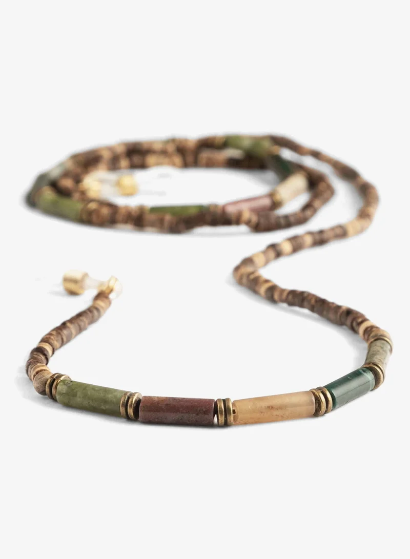 Minza  Minza “Silva” Eyewear Chain, Jade Stone, Coconut Wood & Bronze, Handmade Unisex Glasses Chain for Sunglasses & Eyeglasses, Natural Eyewear Holder, Boho Minimalist Accessory  | Best Price UAE
