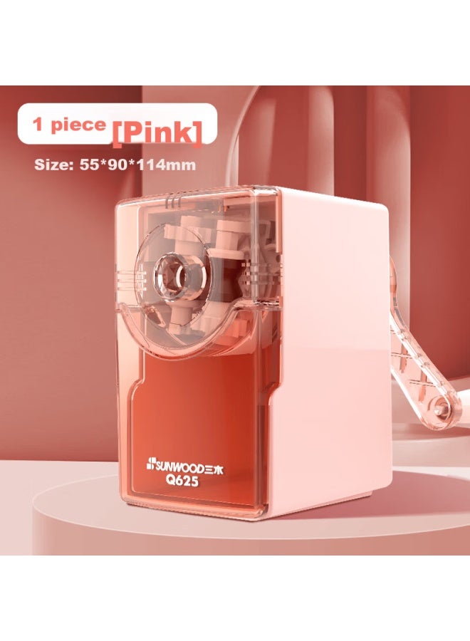 Sunwood All-Purpose Pencil Sharpener, Automatic Lead Insertion, One-Button Anti-Jam, Three Adjustable Settings, Student Pencil Sharpener/Rotary Pencil Sharpener/Cartoon Pencil Sharpener, Pink, Q625 - Image 1