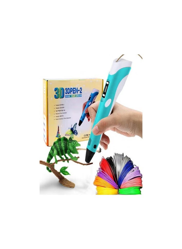 Generic قلم ثلاثي الأبعاد مع قطعة واحدة من خيوط PLA للطباعة ثلاثية الأبعاد أو النمذجة المجسمة للنماذج الأولية السريعة هدية جيدة للأطفال، احصل على هدية لطيفة بالداخل :):):) - Image 1