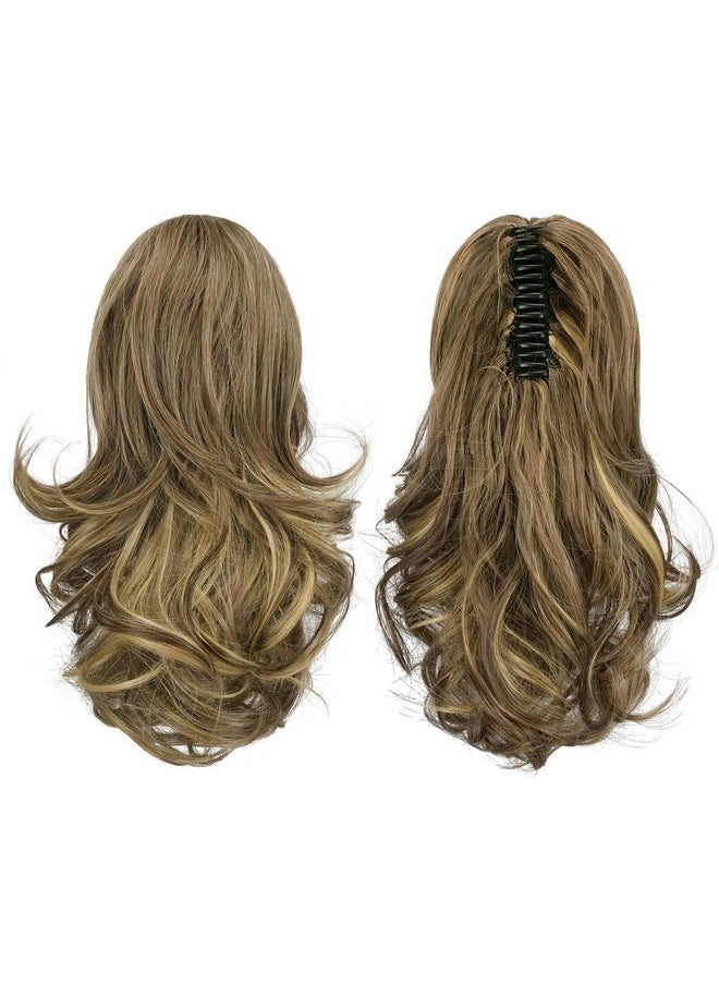 SOFEIYAN SOFEIYAN 13" Ponytail Extension Long Curly Ponytail Clip in Claw Hair Extension Natural Synthetic Hairpiece for Women, Blonde & Brown  - Image 2