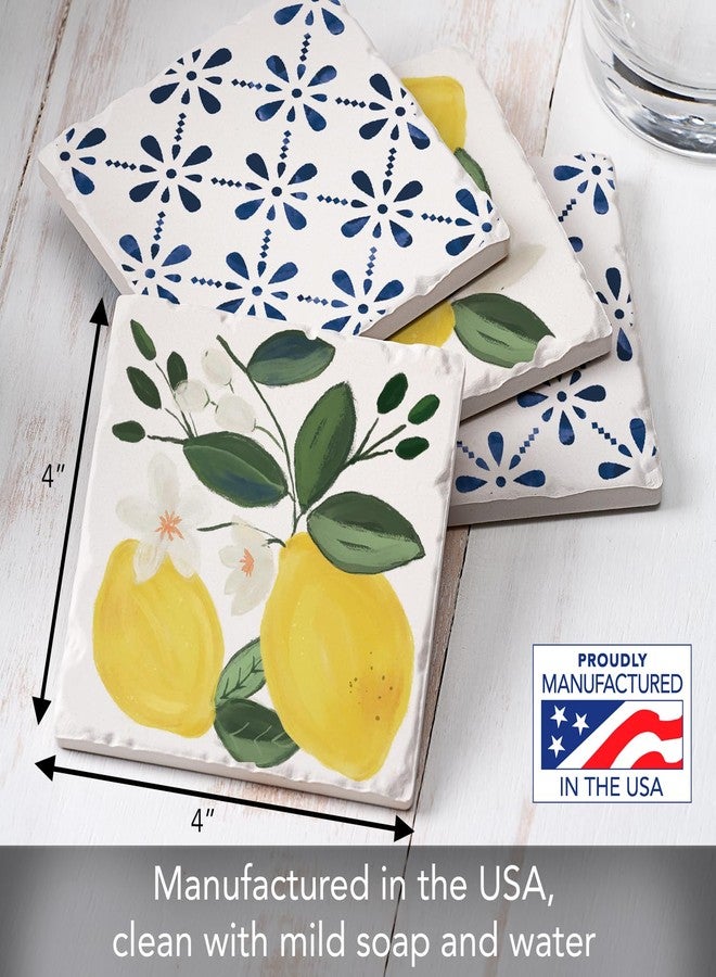 Counterart Thirstystone Sorrento Lemons 4-Pack Tumbled Tile Stone Coasters Manufactured in The USA Absorbent Easily Wipes Clean - Image 3
