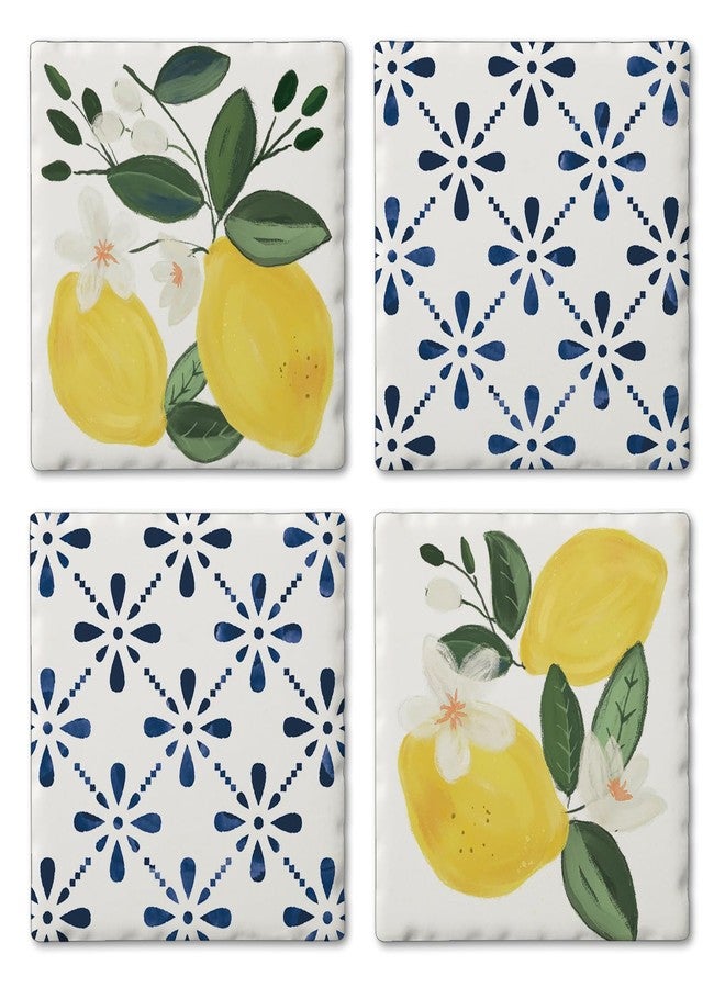 Counterart Thirstystone Sorrento Lemons 4-Pack Tumbled Tile Stone Coasters Manufactured in The USA Absorbent Easily Wipes Clean - Image 1