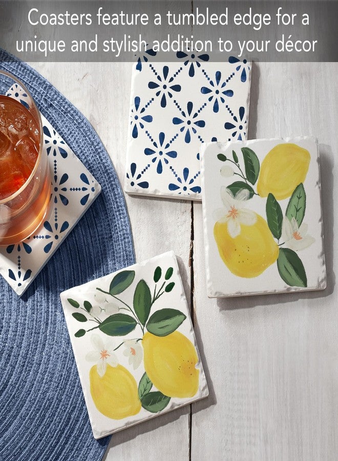 Counterart Thirstystone Sorrento Lemons 4-Pack Tumbled Tile Stone Coasters Manufactured in The USA Absorbent Easily Wipes Clean - Image 2