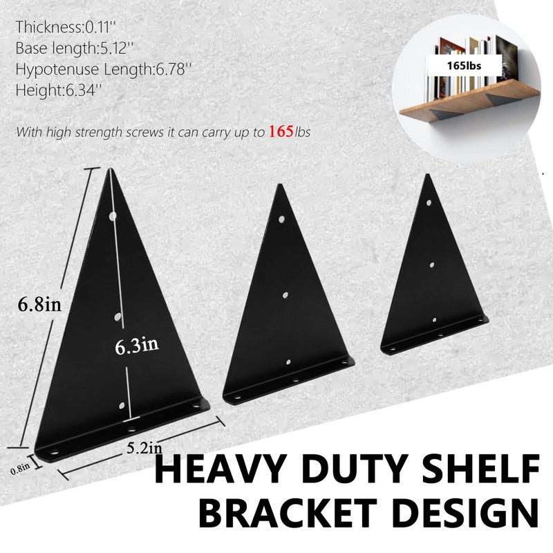 AUTOHJ 4 Pack Floating Shelf Bracket 6 Inch Brackets For Shelves, Floating Shelves Brackets, Space-Saving Triangle Hidden Shelf Brackets For Home Decor - Image 5