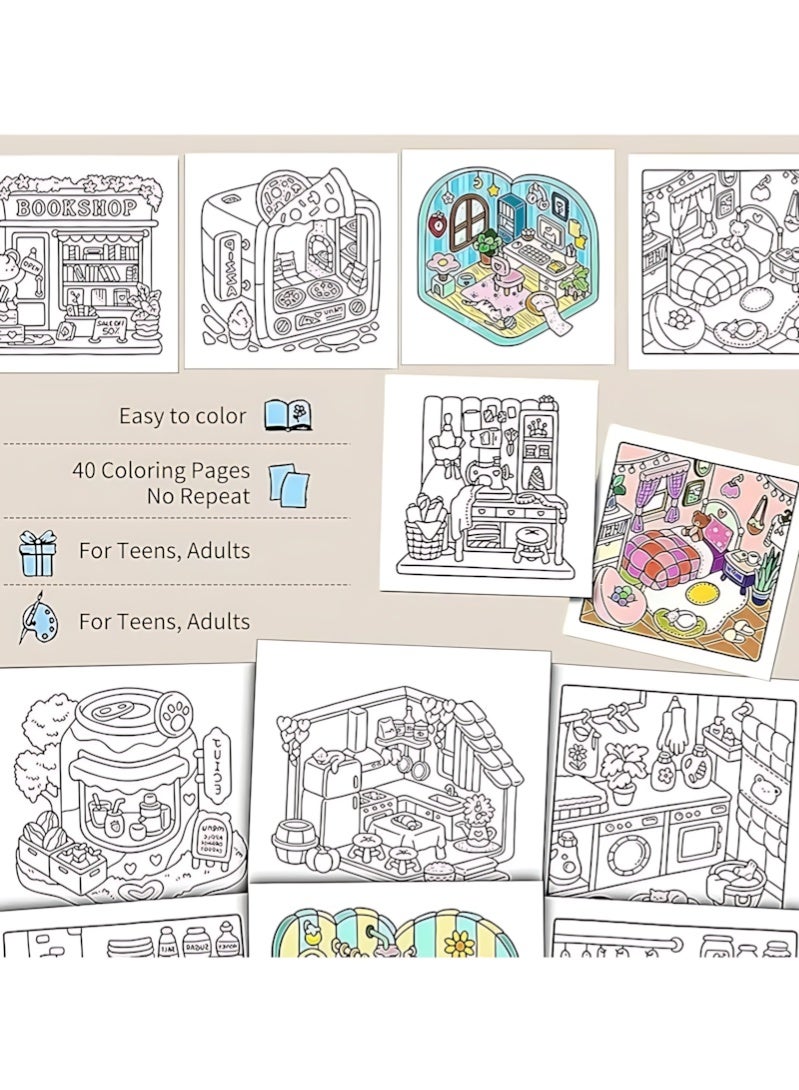 كتاب تلوين "لحظات الفتيات" للكبار والمراهقين – نشاط يومي لطيف ومريح بأجواء دافئة، يضم رسومات خيالية لفتيات يقرأن مع حيواناتهن الأليفة، مثالي للاسترخاء وتخفيف التوتر وتزيين الأجواء المريحة وتقديمه كهدية في المناسبات - Image 5