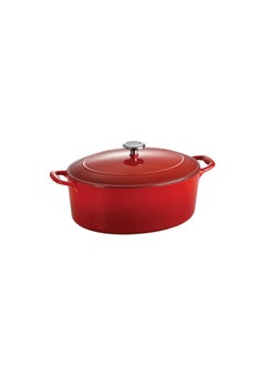 TRAMONTINA Since 1911,Made in Brazil- Series 1000 7 Qt Red Enameled Cast Iron Covered Oval Dutch Oven  - Image 2