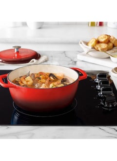 TRAMONTINA Since 1911,Made in Brazil- Series 1000 7 Qt Red Enameled Cast Iron Covered Oval Dutch Oven  - Image 4