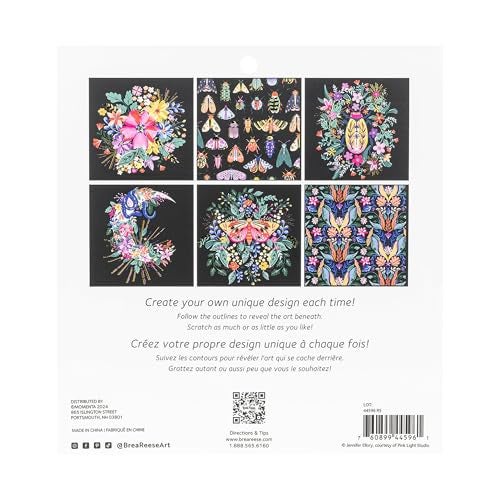 Brea Reese Scratch Art Paper Pad Mystical 12 Designs 8x8 Tear Out Pages Metallic Guided Art Kit Adult Craft Activity Mindful Relaxation - Image 5