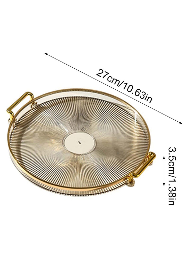 Anmi Serving Tray with Golden Handles, Decorative Tray, Round Perfume Plate, Serving Platters for Home Restaurant  (Gold) - Image 2