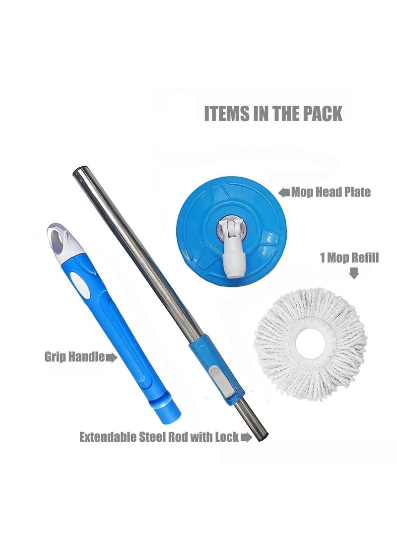 Rosaline Spin Mop Extendable Handle/Stick Rod | Spin Mop Spares Set Handle with Microfibers Refill | 360° Bucket Spin Mop Stick (Multi Color 1x)  - Image 3