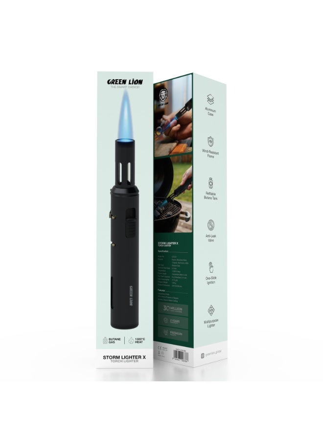 جرين ليون ولاعة يدوية للتخييم، ولاعة لهب، ولاعة لهب مقاومة للرياح، ولاعة لهب نفاثة محمولة للتخييم مع حجم لهب قابل للتعديل ومفتاح قفل اللهب / درجة حرارة تصل إلى 1300 درجة مئوية / غاز البوتان / مؤشر مستوى الوقود / خزان قابل لإعادة التعبئة - أسود - Image 5