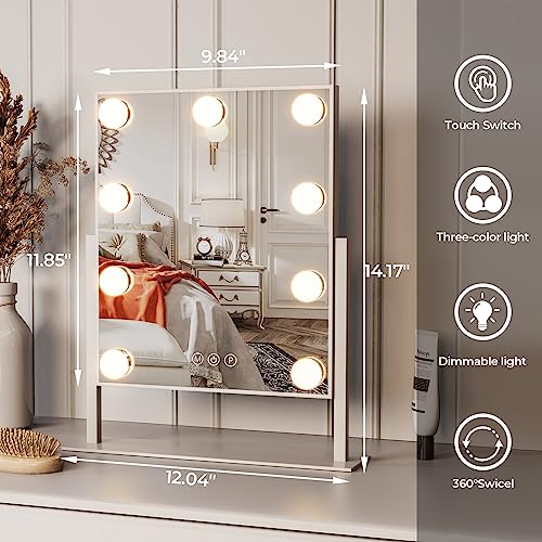 ZL ZELing Vanity Mirror with Lights,Makeup Mirror with Lights,Light up Mirrors with Smart Touch 3 Colors Dimmable,Mirror with Lights with 360° Rotation - Image 3