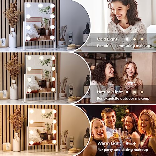 ZL ZELing Vanity Mirror with Lights,Makeup Mirror with Lights,Light up Mirrors with Smart Touch 3 Colors Dimmable,Mirror with Lights with 360° Rotation - Image 4