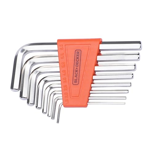 BLACK+DECKER BDHT81593 8-Piece Steel Hexkey Set Ideal for Repair & Maintenance for Home & DIY Use -1.5, 2, 2.5, 3, 4, 5, 5.5, 6 mm, 6 Months Warranty, ORANGE & BLACK - Image 1