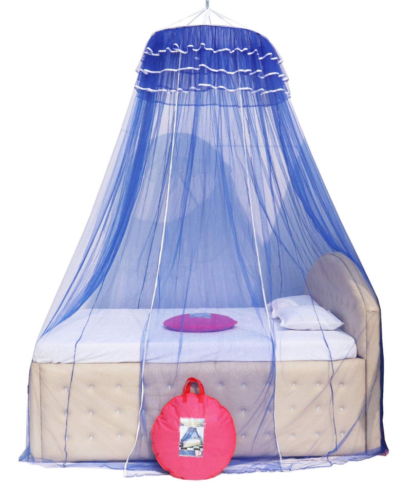 Homecute Hanging Decorative Canopy Double Bed Mosquito Net (Traditional Net Normal Lase Blue) - Image 1