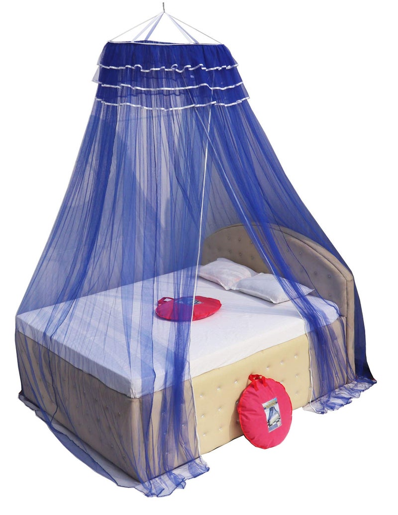 Homecute Hanging Decorative Canopy Double Bed Mosquito Net (Traditional Net Normal Lase Blue) - Image 2