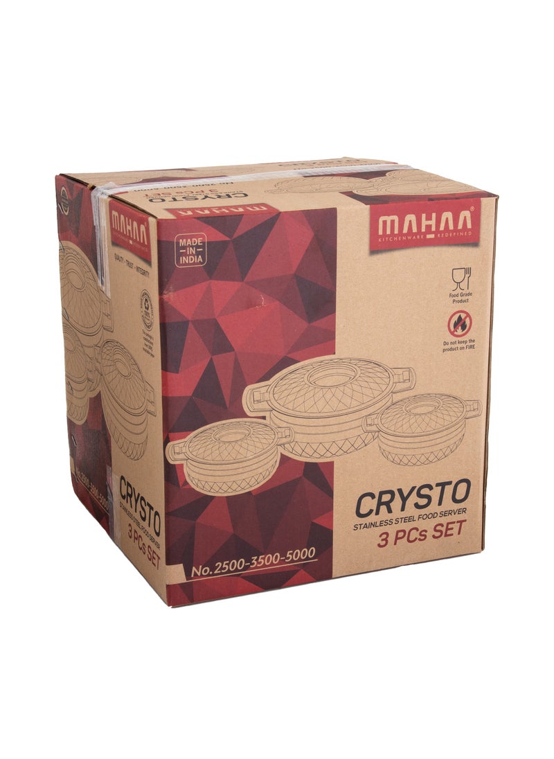 Crysto Set of stainless steel containers, 3 pieces, 1500 ml + 2500 ml + 3500 ml  - Image 3