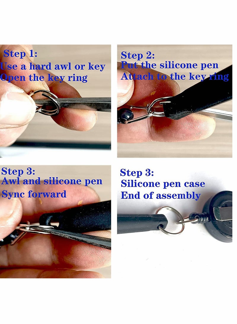 SOLARAE Retractable Pen Reel, Elastic Silicone Pencil Holder, Duty Retractable Pull Pen, 8 Pcs - Image 4