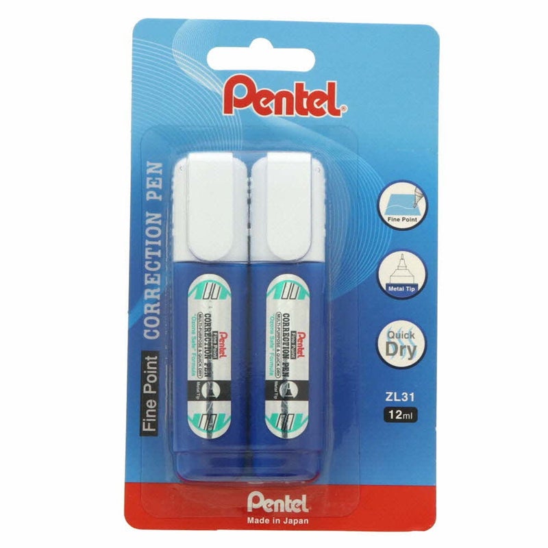 Pentel Correction Pen 12ml 2's ZL31