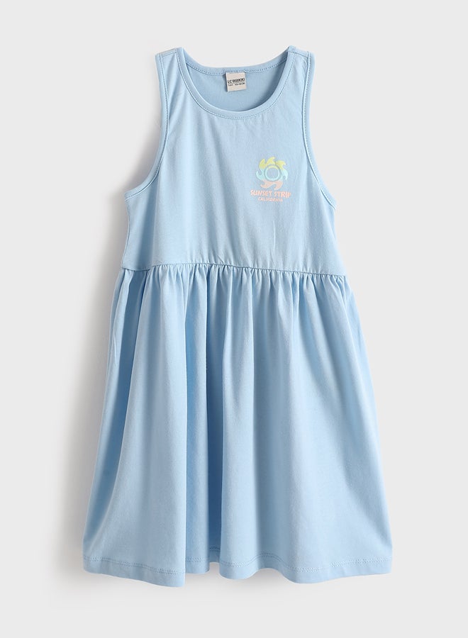 LC WAIKIKI Girls' Crew Neck Patterned Cotton Summer  Dress - Image 1