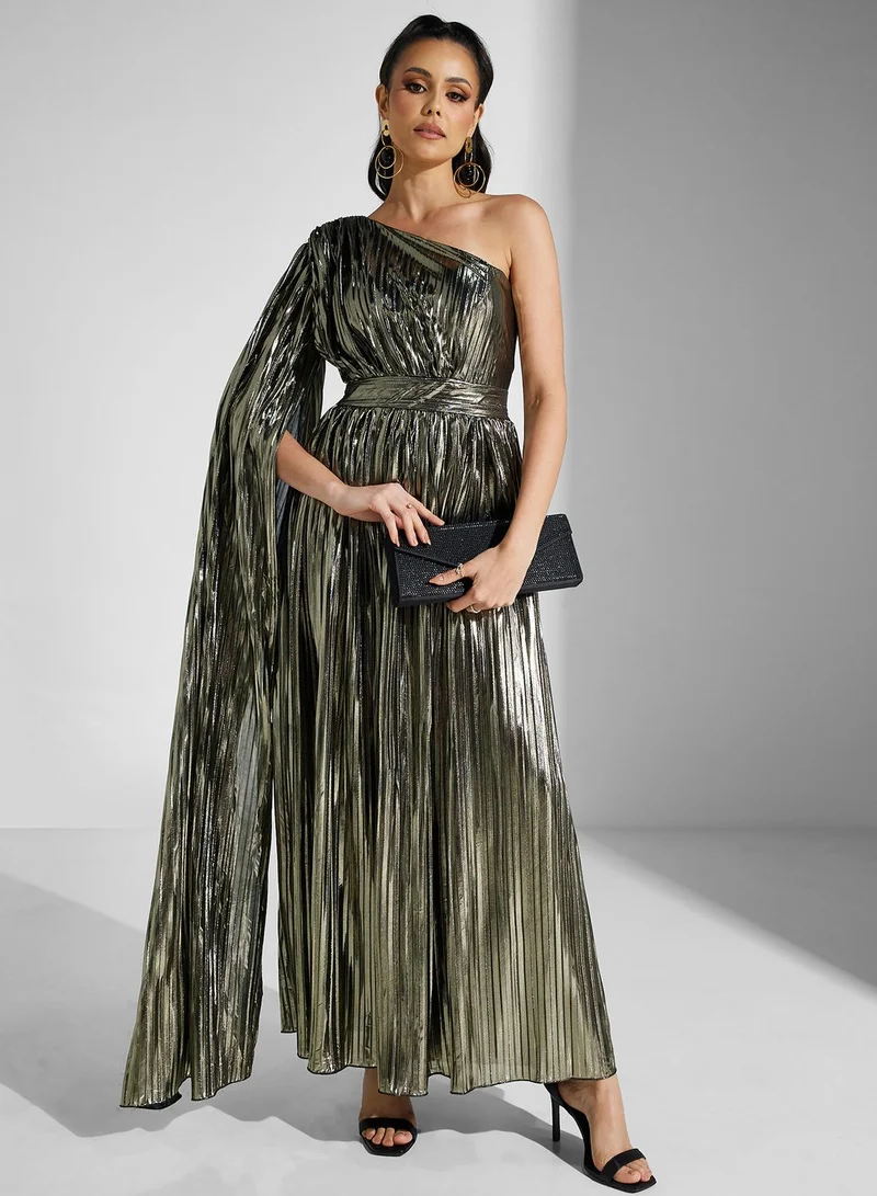 جولدن ابل Metallic One-Shoulder Dress