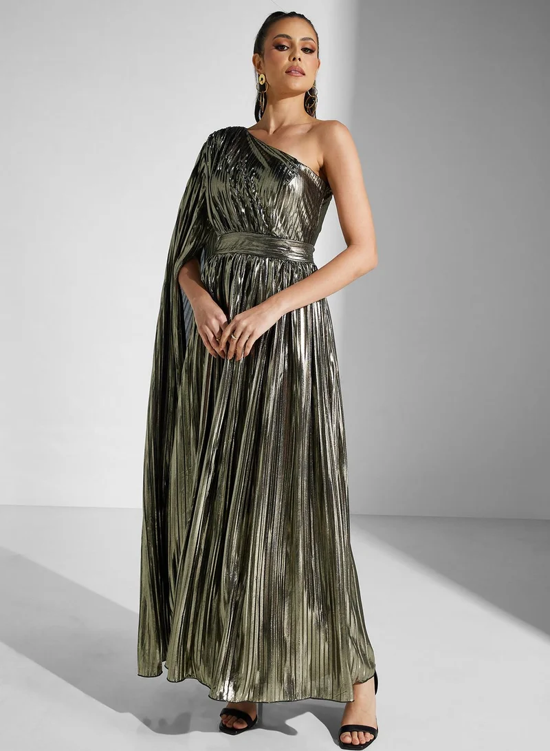 جولدن ابل Metallic One-Shoulder Dress