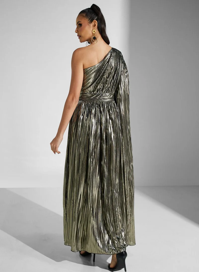 جولدن ابل Metallic One-Shoulder Dress