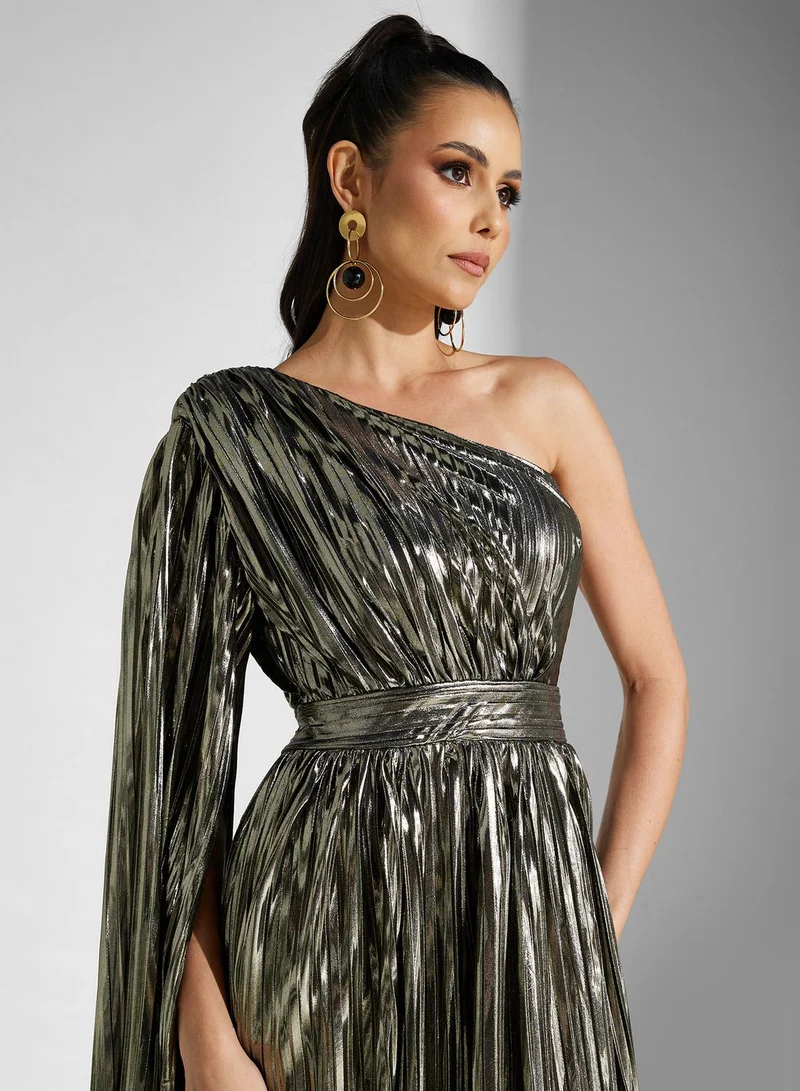 جولدن ابل Metallic One-Shoulder Dress