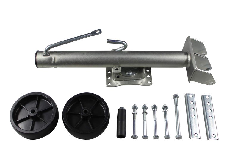 MaxxHaul 70149 Trailer Jack with Dual Wheels - 26-1/2" to 38" Lift Swing Back - 1500 lbs. Capacity ,Zinc, Grey - Image 3