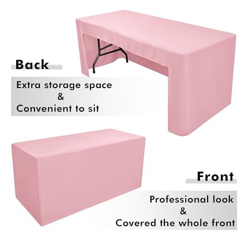 Nasitos 2 Pack 8 Foot Tablecloth Fitted Pink Trade Show Table Covers-Open Back Tablecloth Washable Fabric Table Cloth for Parties, Craft Show, Baby Shower, Events, Vendor Booth - Image 4