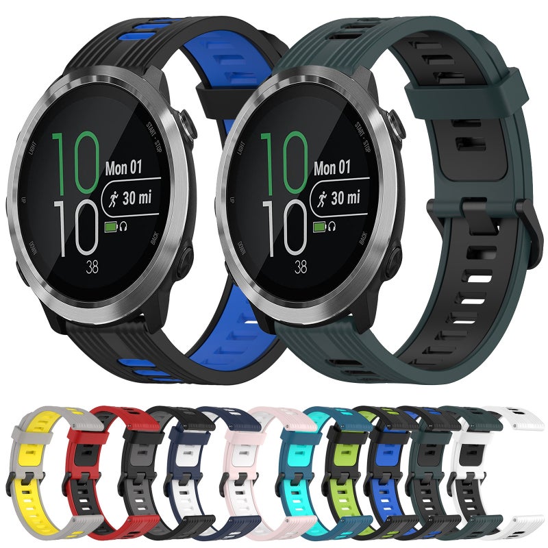S-TOP For Garmin Forerunner 645 20mm Vertical Pattern Two-Color Silicone Watch Band(White+Black) - Image 3
