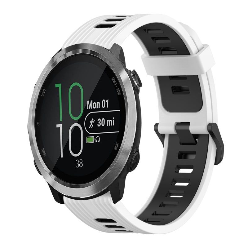 S-TOP For Garmin Forerunner 645 20mm Vertical Pattern Two-Color Silicone Watch Band(White+Black) - Image 1