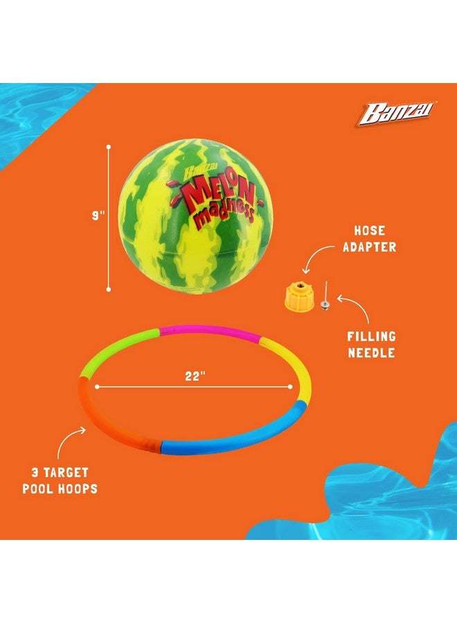 Banzai Melon Madness Pool Challenge Underwater Ball Set with 3 Target Hoops - Image 3