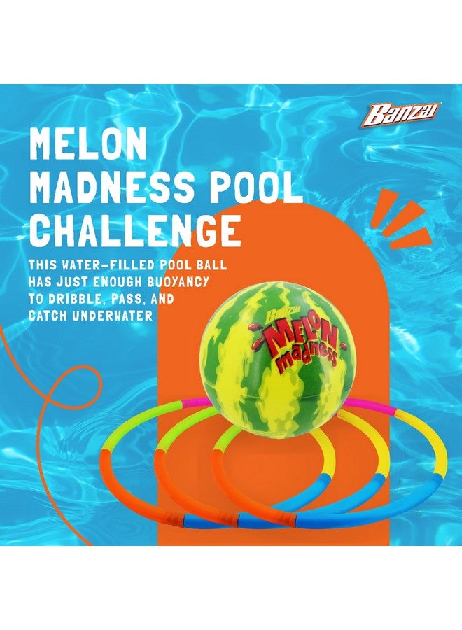 Banzai Melon Madness Pool Challenge Underwater Ball Set with 3 Target Hoops - Image 2