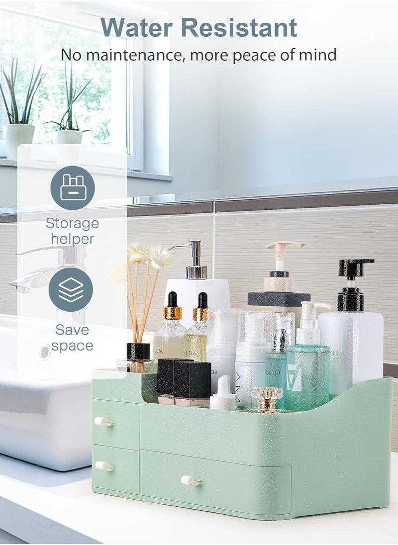 ORiTi Large Capacity Countertop Organizer for Vanity,Bathroom and Bedroom Desk Cosmetics Organizer for Skin Care,Brushes, Eyeshadow, Lotions, Lipstick, Nail Polish and Jewelry Green  - Image 4