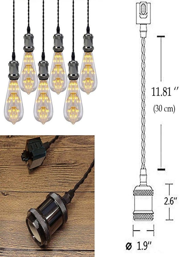 Kiven 3-Lights H System Track Mini Pendant, Pearl Black Finish Lamp Holder Fitting Track Light Kit, Rose Pendant Braided Fabric Flex Cord Length 11.81 in,TB0123-30CM - Image 3