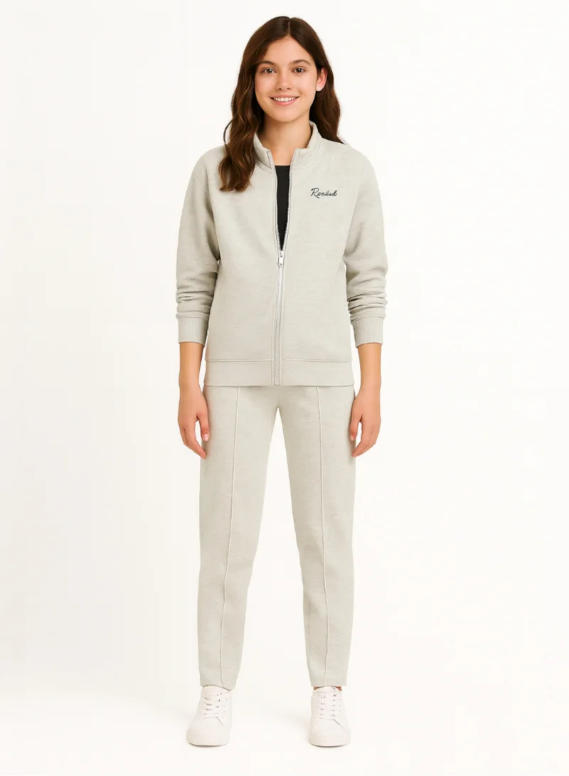 فكتور اند جين Girls’ Grey Track Set – Zip-Up Jacket &amp; Joggers