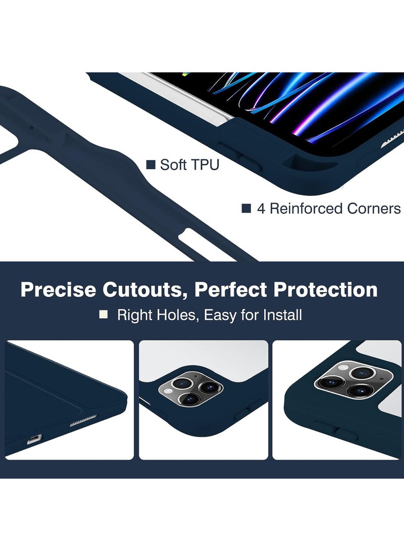 Rock Pow Case Cover For Apple iPad Pro 11 inch (2022/2021/2020/2018) Generation with Pencil Holder, [Support Apple Pencil Charging and Touch ID], Clear Transparent Case with Auto Wake/Sleep - Image 4