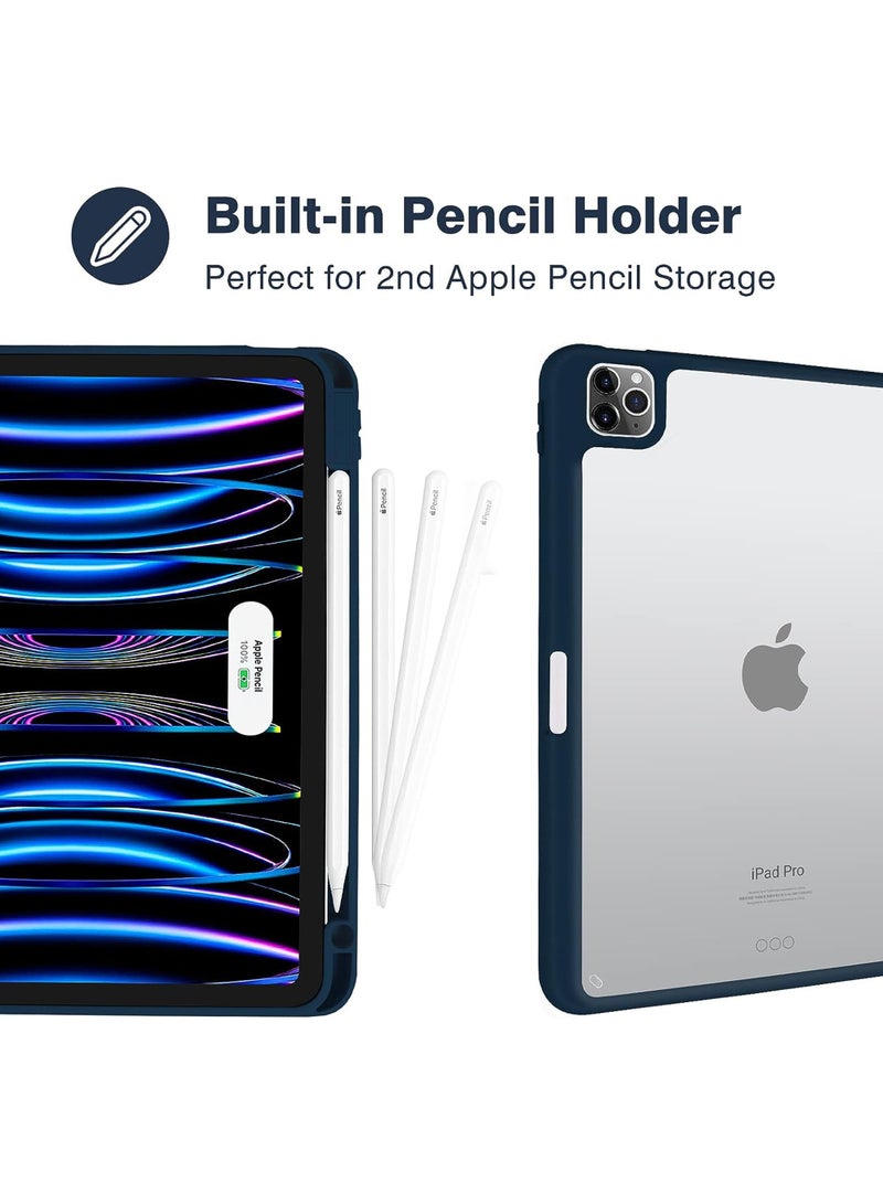 Rock Pow Case Cover For Apple iPad Pro 11 inch (2022/2021/2020/2018) Generation with Pencil Holder, [Support Apple Pencil Charging and Touch ID], Clear Transparent Case with Auto Wake/Sleep - Image 5