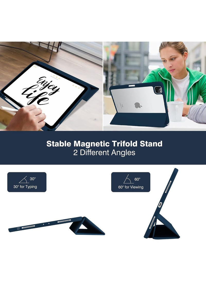 Rock Pow Case Cover For Apple iPad Pro 11 inch (2022/2021/2020/2018) Generation with Pencil Holder, [Support Apple Pencil Charging and Touch ID], Clear Transparent Case with Auto Wake/Sleep - Image 3