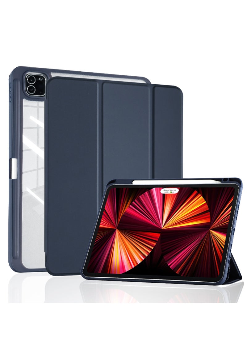 Rock Pow Case Cover For Apple iPad Pro 11 inch (2022/2021/2020/2018) Generation with Pencil Holder, [Support Apple Pencil Charging and Touch ID], Clear Transparent Case with Auto Wake/Sleep - Image 1