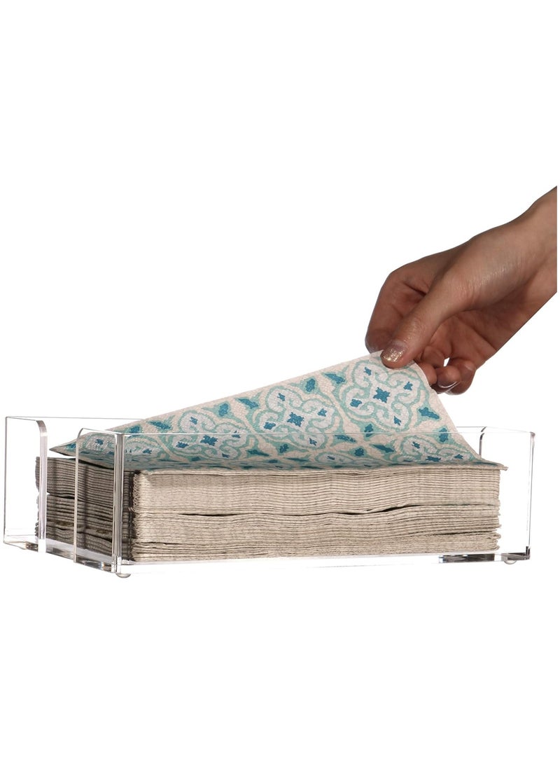 TPGP Clear Napkin Holders for Kitchen,Guest Towel Basket,PaperTowel Holder in Clear,Cocktail and Guest Napkin Holder for Bathroom Kitchen Dining Table Party Hotel Restaurant décor,9"x 5.5" - Image 3