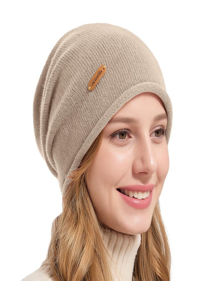 ACUSHLA قبعة شتوية محبوكة من صوف ميرينو 100% من ACUSHLA، مناسبة للرجال والنساء، لون بيج فاتح، مقاس واحد. قبعة دافئة للجنسين مناسبة للطقس البارد. - Image 1