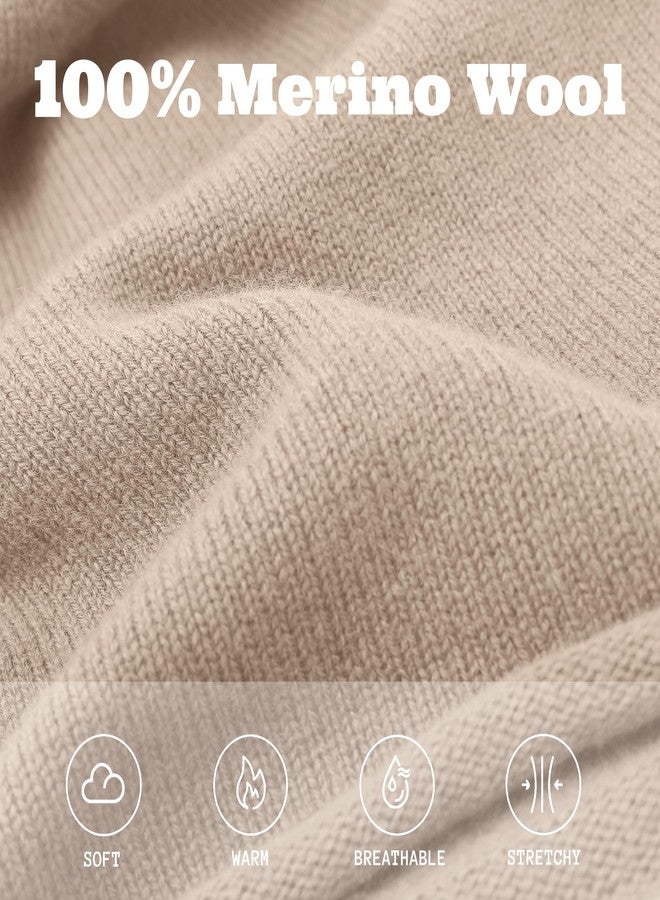 ACUSHLA قبعة شتوية محبوكة من صوف ميرينو 100% من ACUSHLA، مناسبة للرجال والنساء، لون بيج فاتح، مقاس واحد. قبعة دافئة للجنسين مناسبة للطقس البارد. - Image 5